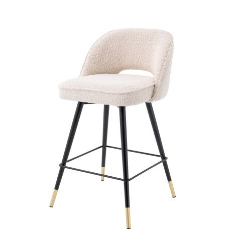 Taburete alto Cliff bouclé crema juego de 2