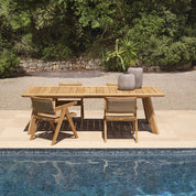 Outdoor Dining Chair Niclas natural teak natural weave faux rattan