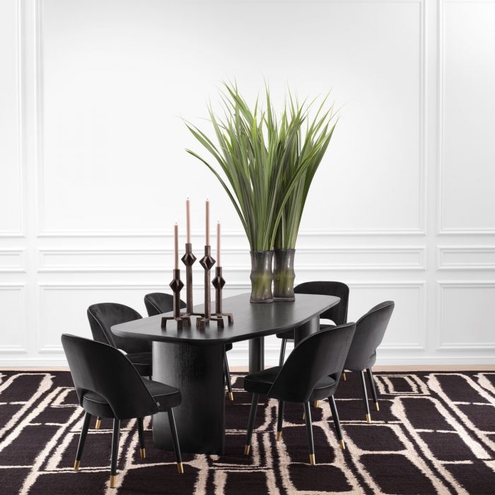 Silla de comedor Cliff Roche terciopelo negro juego de 2