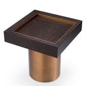Side Table Otus square mocha oak veneer brushed brass finish
