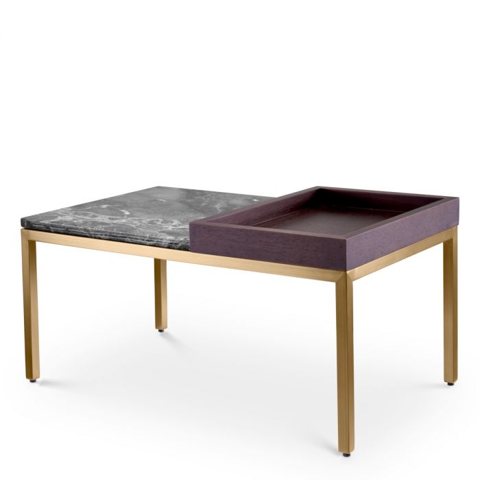 Side Table Forma brushed brass finish grey marble