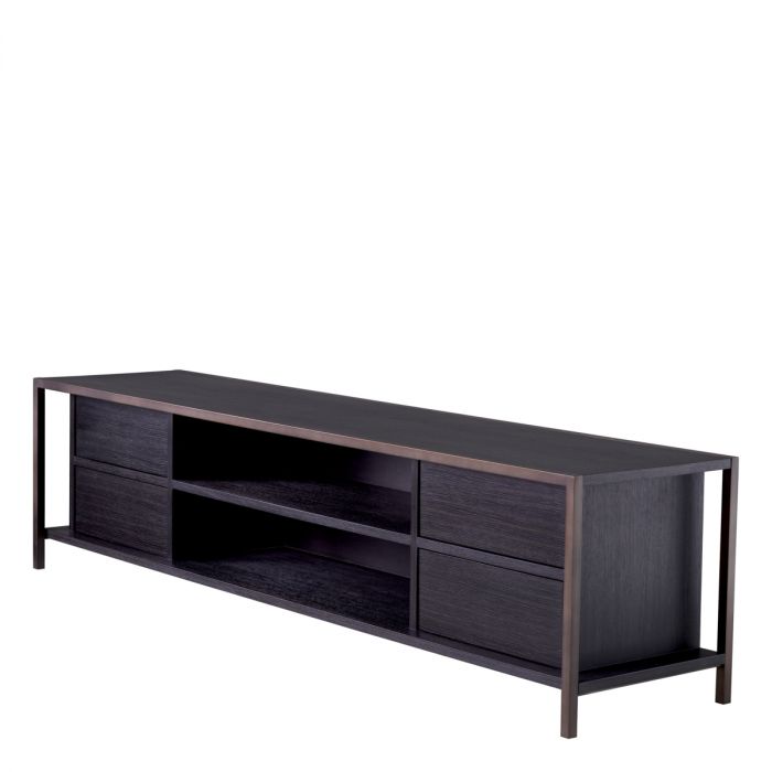 TV Cabinet Wilmot charcoal grey oak medium bronze finish