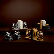 Bookend Globe set of 2 nickel finish polished brass