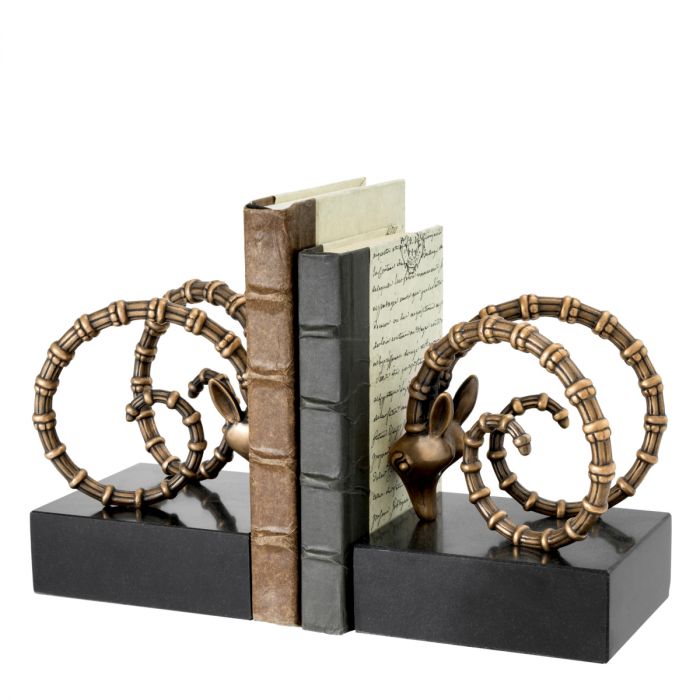 Bookend Ibex vintage brass finish set of 2