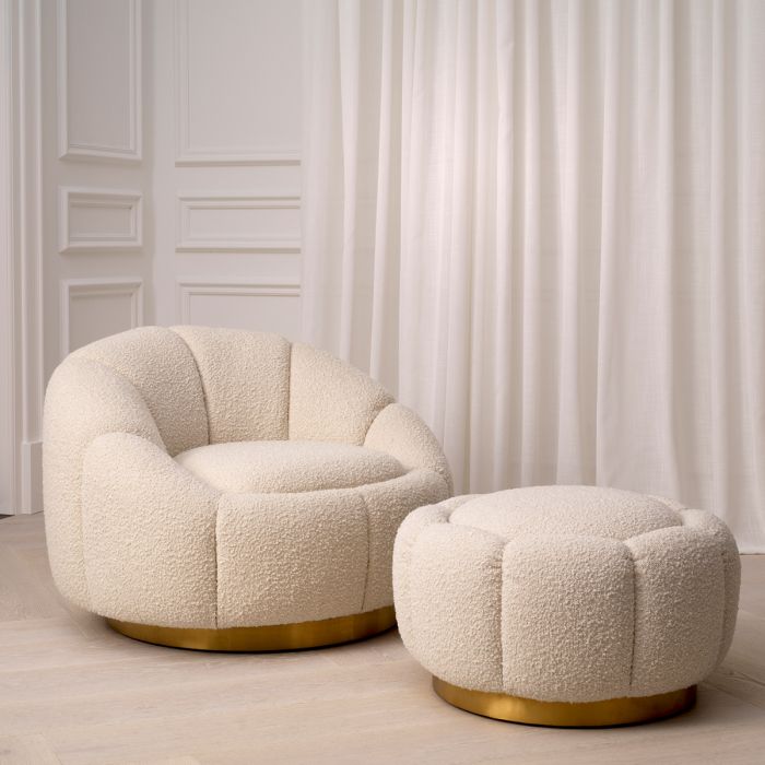 Swivel Chair Inger bouclé cream