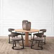 Dining Table Astro natural oak veneer bronze finish