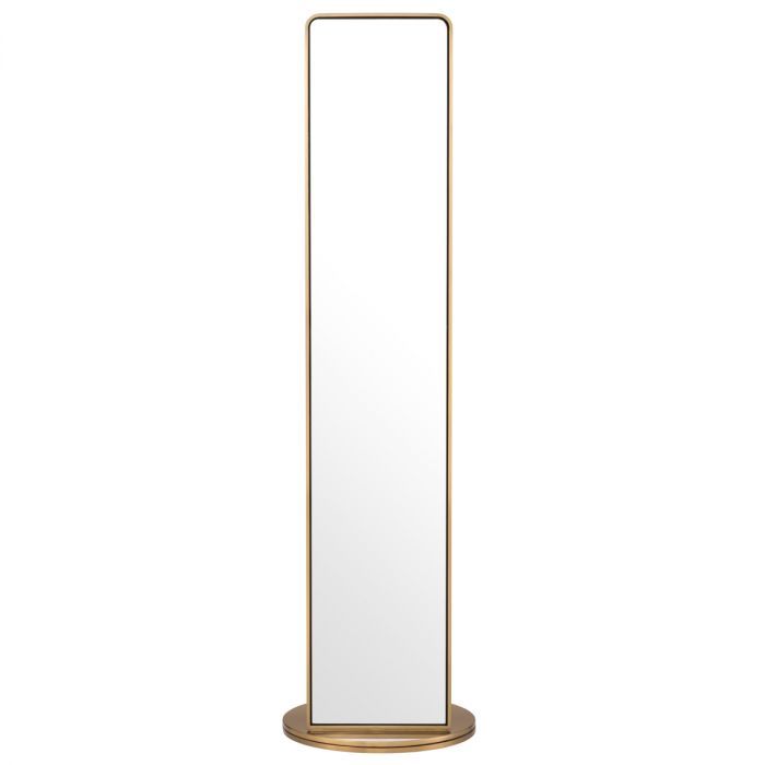 Floor Mirror Novo with coatrack brushed brass finish