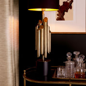 Table Lamp Beau Rivage Round vintage brass finish incl shade
