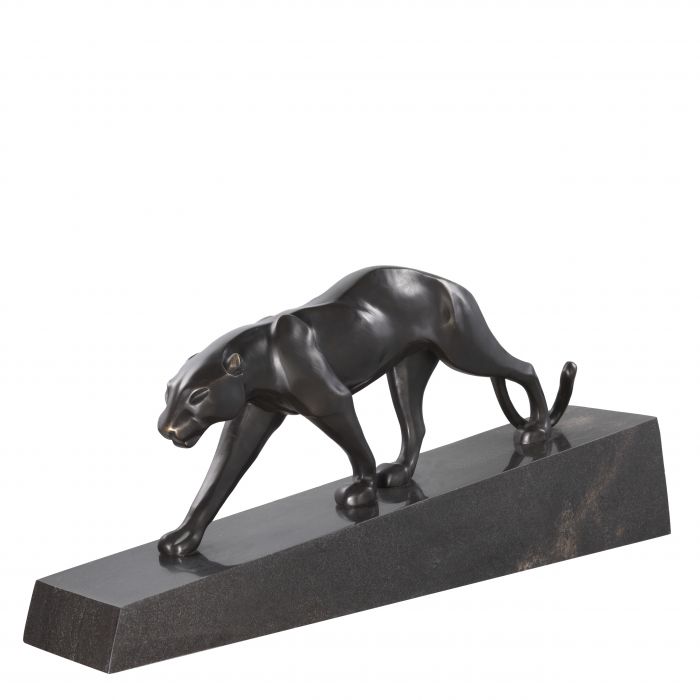 Pantherae bronze on marble base