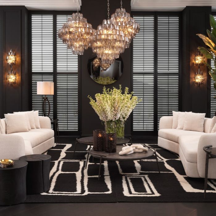 Chandelier Benini L nickel finish smoke glass