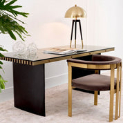 Dining Chair Clubhouse br brass finish savona grey