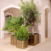Planter Grid L vintage brass finish