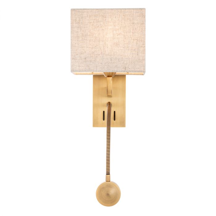 Wall Lamp Reading antique brass finish incl shade