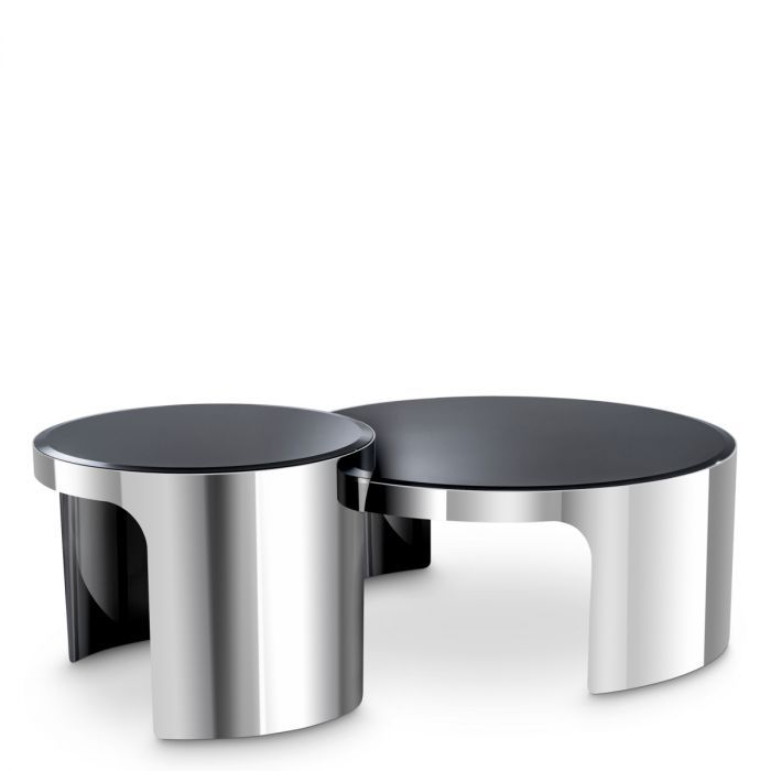 Mesa de centro Piemonte acero inoxidable pulido juego de 2