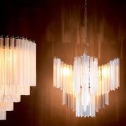 Chandelier Pulsar nickel finish frosted glass
