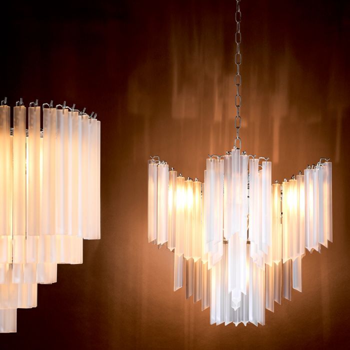 Chandelier Pulsar nickel finish frosted glass