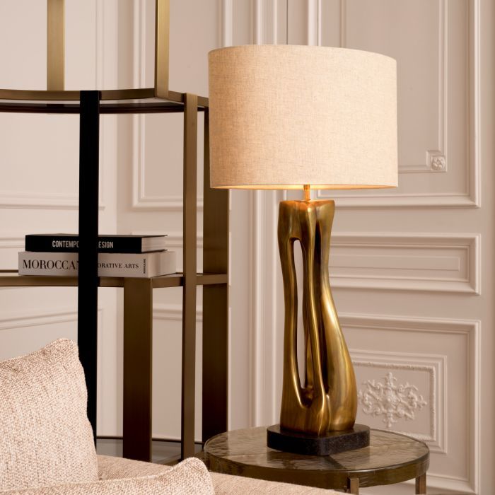 Table Lamp Rovido vintage brass finish incl shade