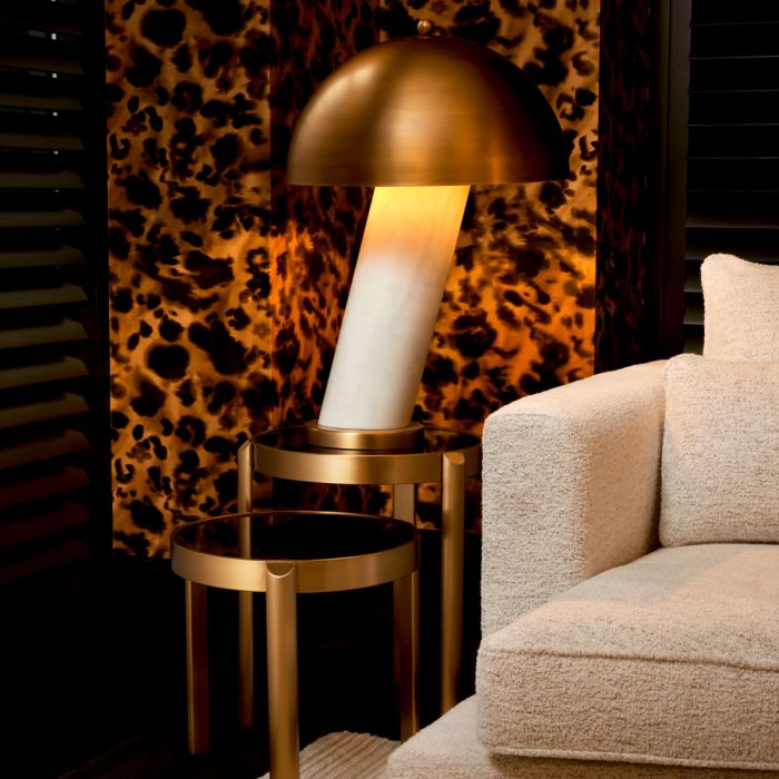 Table Lamp Daniel white marble antique brass finish