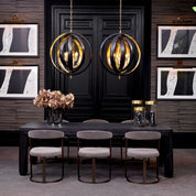 Chandelier Riley gunmetal finish polished brass