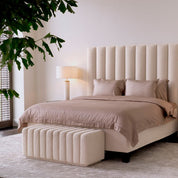 Juego de cama Mavone bouclé crema 180 x 210 cm