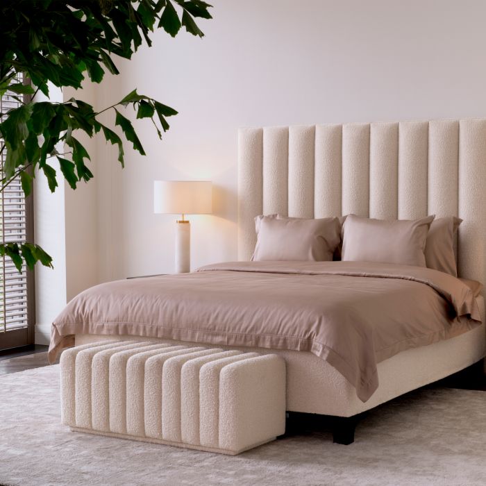 Juego de cama Mavone bouclé crema 180 x 210 cm