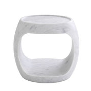 Side Table Clipper low honed white marble