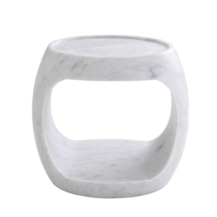Side Table Clipper low honed white marble