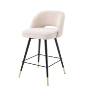 Taburete alto Cliff bouclé crema juego de 2