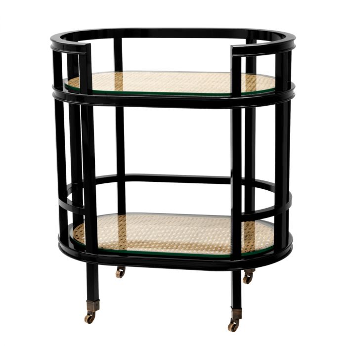 Trolley Bahamas black finish natural cane