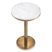 Side Table Tavolara vintage brass finish white marble