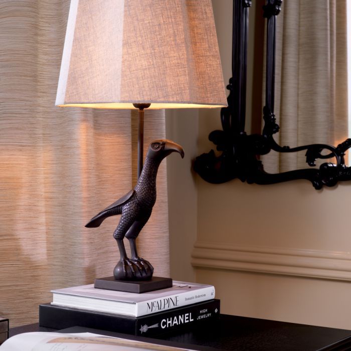 Table lamp Falcon bronze highlight finish incl shade