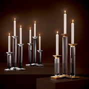 Candle Holder Livia gold finish clear crystal glass set of 3