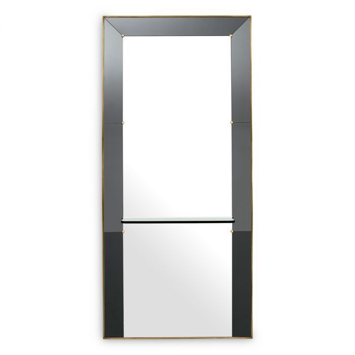 Mirror Bellana antique brass finish smoke glass