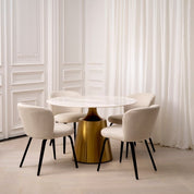 Dining Table Nathan brushed brass finish white marble