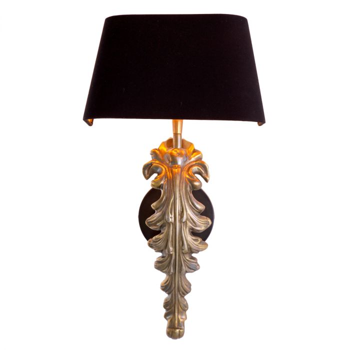 Wall Lamp Beau Site vintage brass finish incl black shade
