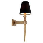 Wall Lamp Waterloo Single vintage brass finish incl black shade