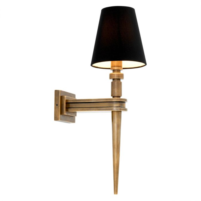 Wall Lamp Waterloo Single vintage brass finish incl black shade