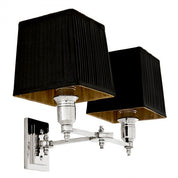 Lámpara de pared Lexington Double níquel con pantalla negra