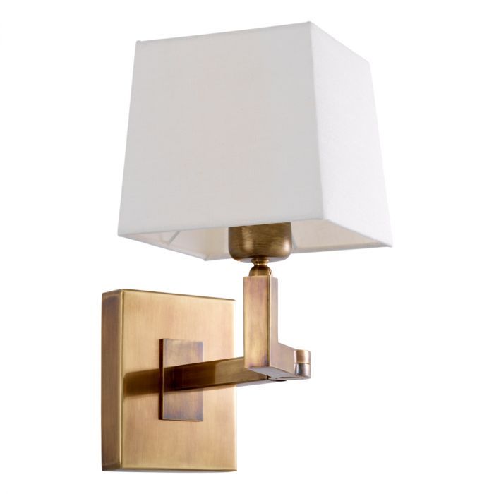 Wall Lamp Cambell vintage brass finish incl shade