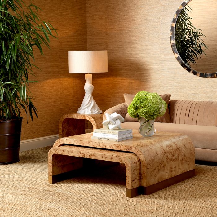 Coffee Table Quinton light brown mappa burl veneer set of 3