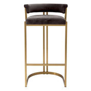 Bar Stool Dante brushed brass finish savona grey velvet