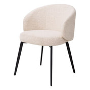 Silla de comedor Lloyd con brazo bouclé crema juego de 2