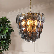 Chandelier Elias vintage brass finish smoke glass