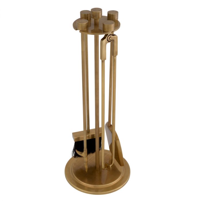 Fire Tools set Lara vintage brass finish