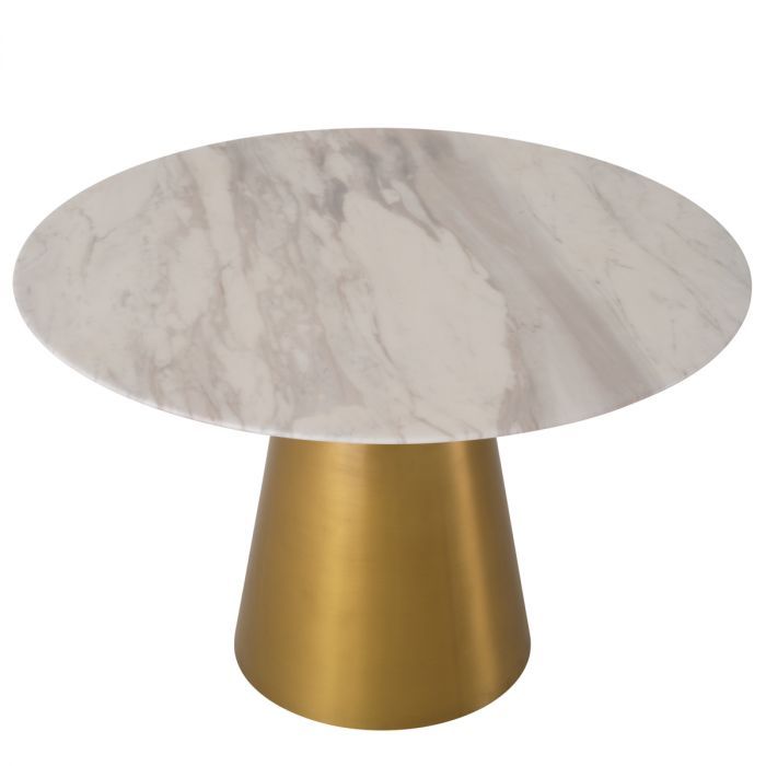 Dining Table Nathan brushed brass finish white marble