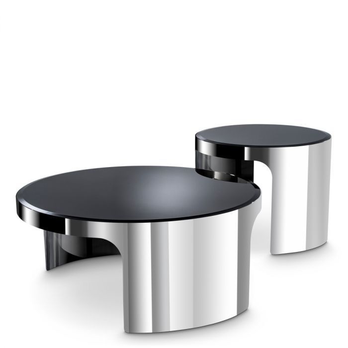 Mesa de centro Piemonte acero inoxidable pulido juego de 2