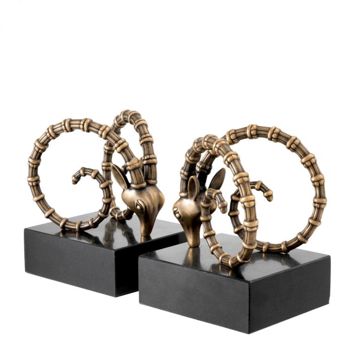 Bookend Ibex vintage brass finish set of 2