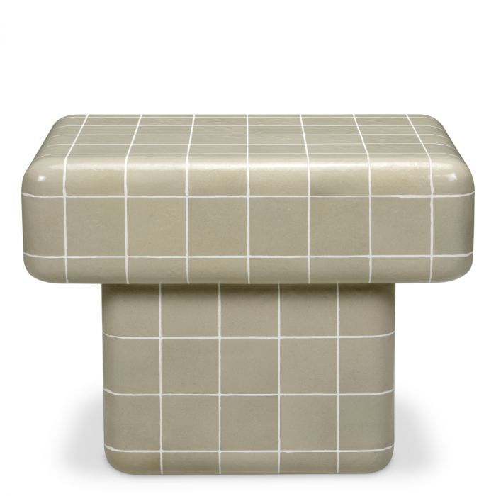 Mesa auxiliar de exterior Mateo gris claro