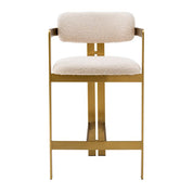 Taburete de mostrador Donato acabado latón cepillado crema bouclé