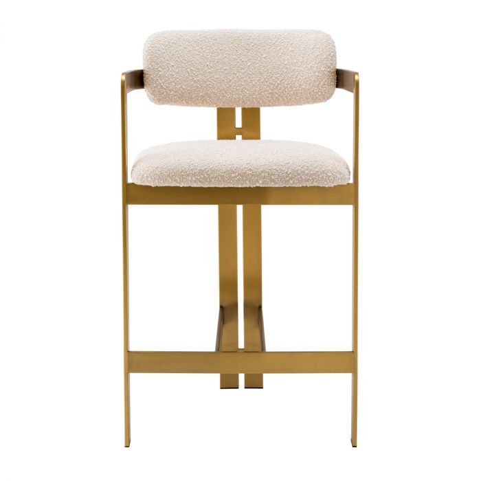 Taburete de mostrador Donato acabado latón cepillado crema bouclé